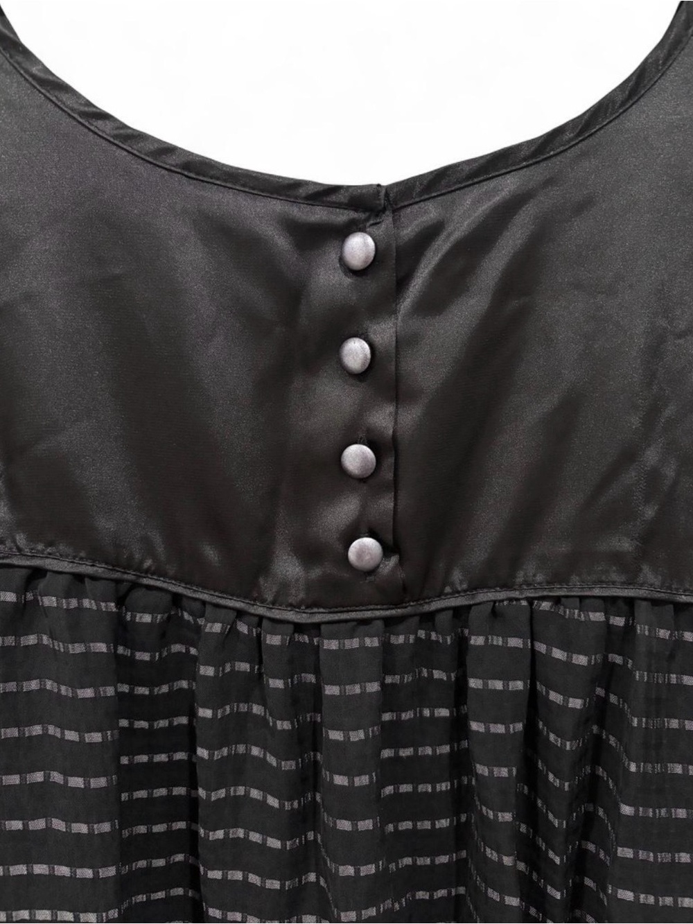 Dahiny Silk Blend Black Striped Pleated Ruffle Sleeve Blouse Small Flowy Satin - Picture 6 of 8